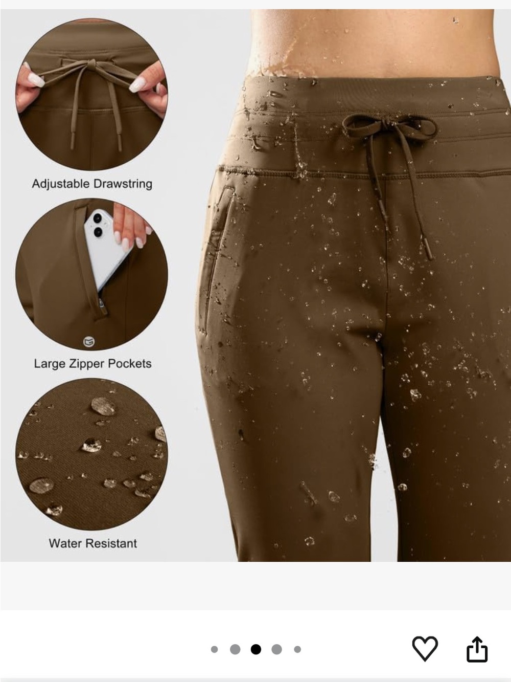 G Gradual Women's Fleece Lined Joggers High Waisted Water Resistant Thermal S - Picture 3 of 11